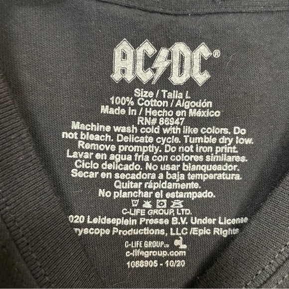 AC/DC Back In Black Crop Tee Shirt - Picture 9 of 14
